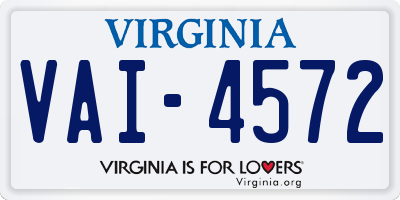VA license plate VAI4572