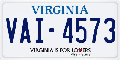 VA license plate VAI4573
