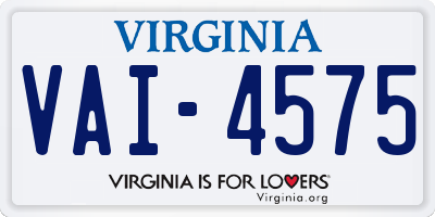 VA license plate VAI4575