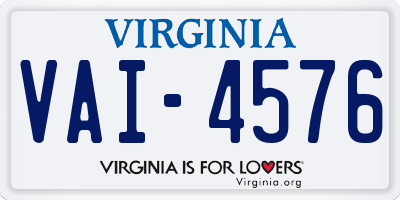 VA license plate VAI4576