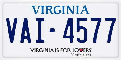 VA license plate VAI4577