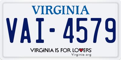 VA license plate VAI4579