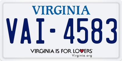 VA license plate VAI4583