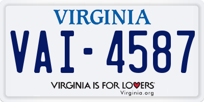 VA license plate VAI4587