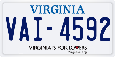 VA license plate VAI4592