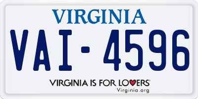 VA license plate VAI4596