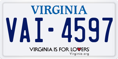 VA license plate VAI4597