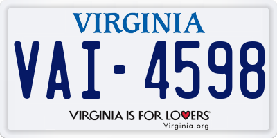 VA license plate VAI4598