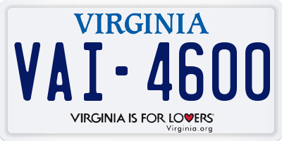 VA license plate VAI4600