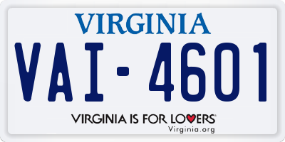 VA license plate VAI4601