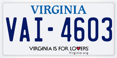 VA license plate VAI4603