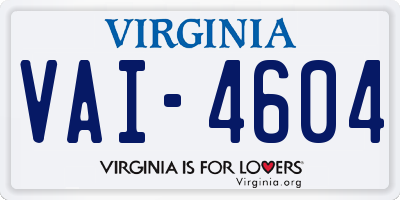 VA license plate VAI4604