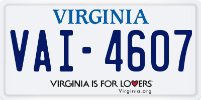 VA license plate VAI4607