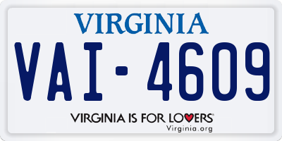 VA license plate VAI4609