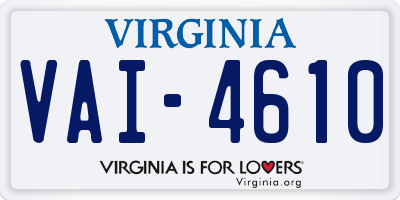 VA license plate VAI4610