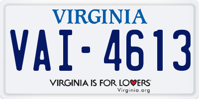 VA license plate VAI4613