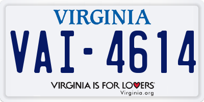 VA license plate VAI4614