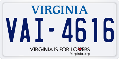 VA license plate VAI4616