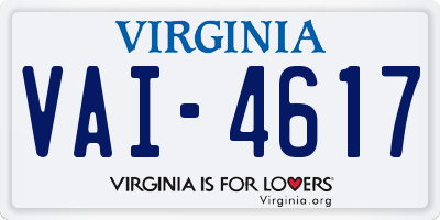 VA license plate VAI4617