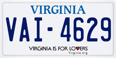 VA license plate VAI4629