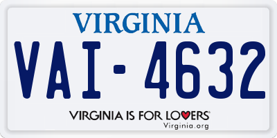 VA license plate VAI4632