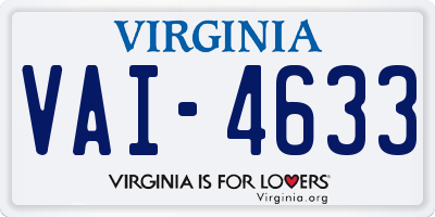 VA license plate VAI4633