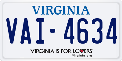 VA license plate VAI4634