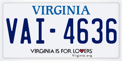 VA license plate VAI4636