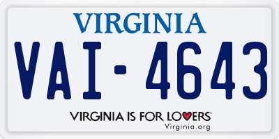 VA license plate VAI4643