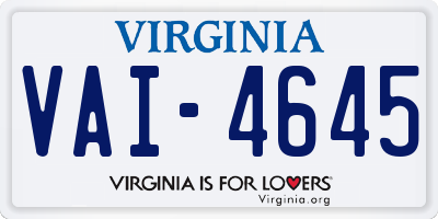 VA license plate VAI4645