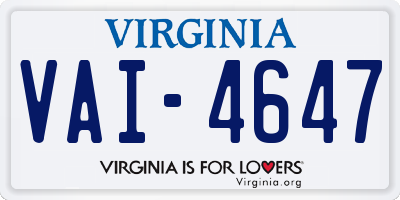 VA license plate VAI4647