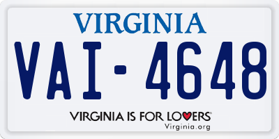 VA license plate VAI4648