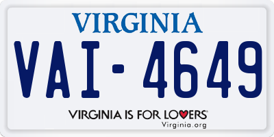 VA license plate VAI4649