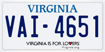 VA license plate VAI4651