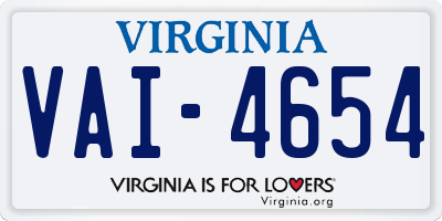 VA license plate VAI4654