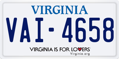 VA license plate VAI4658