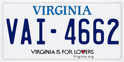 VA license plate VAI4662