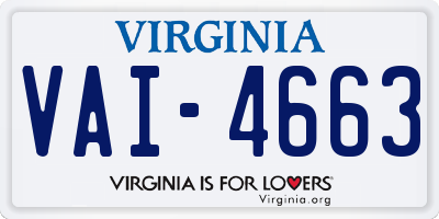 VA license plate VAI4663