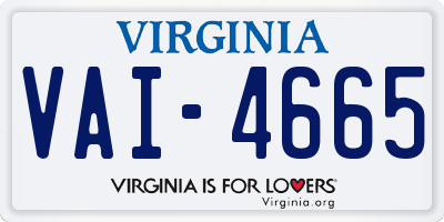 VA license plate VAI4665