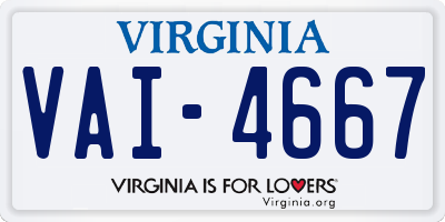 VA license plate VAI4667