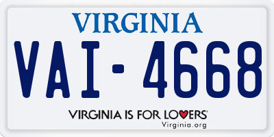 VA license plate VAI4668