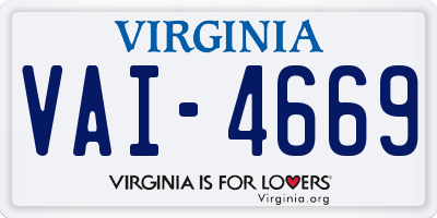VA license plate VAI4669