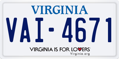 VA license plate VAI4671