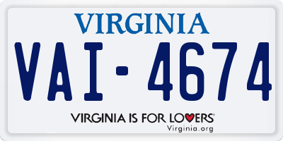 VA license plate VAI4674