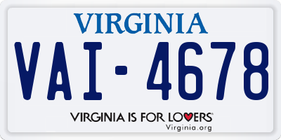 VA license plate VAI4678