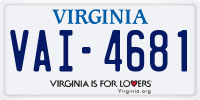 VA license plate VAI4681