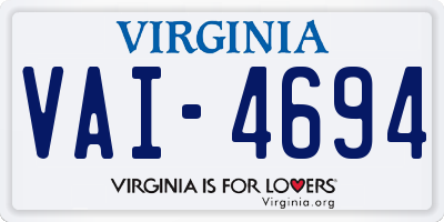VA license plate VAI4694