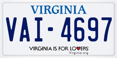 VA license plate VAI4697