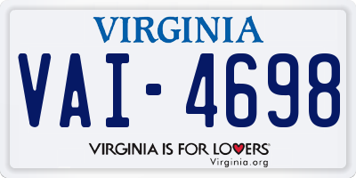 VA license plate VAI4698