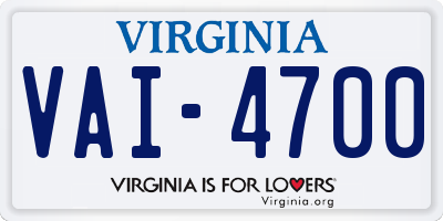 VA license plate VAI4700
